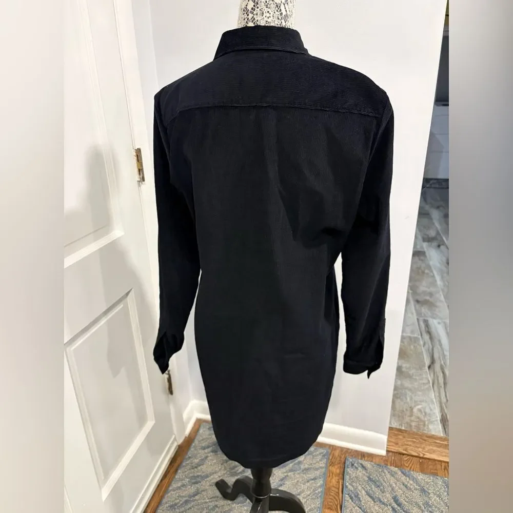 J. Crew Black Corduroy Long Sleeve Shirt Dress
